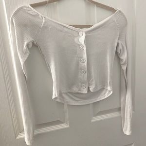 White open shoulder crop top
